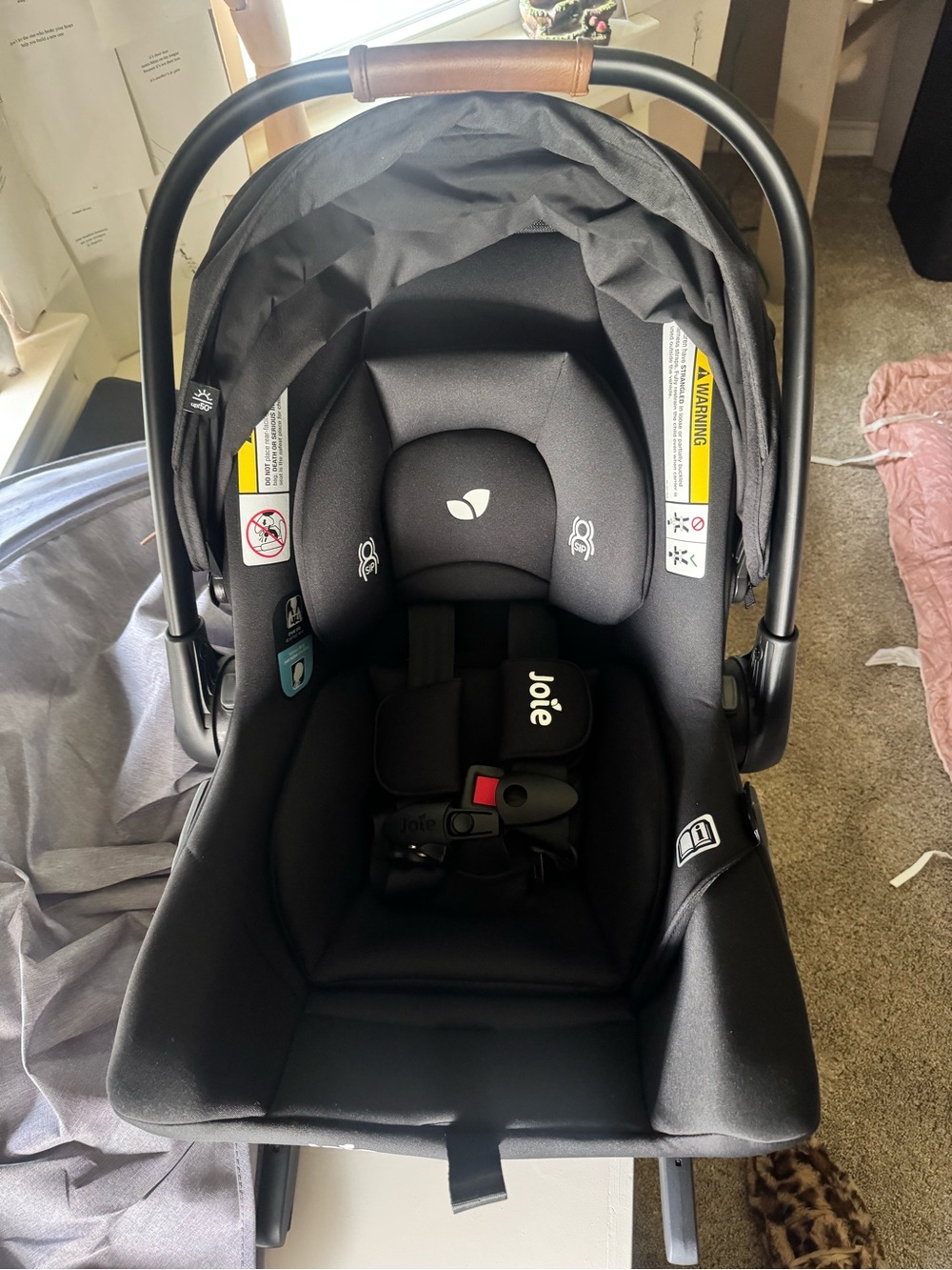 Joie Infant Car Seat - Black with Brown Handle Accent
